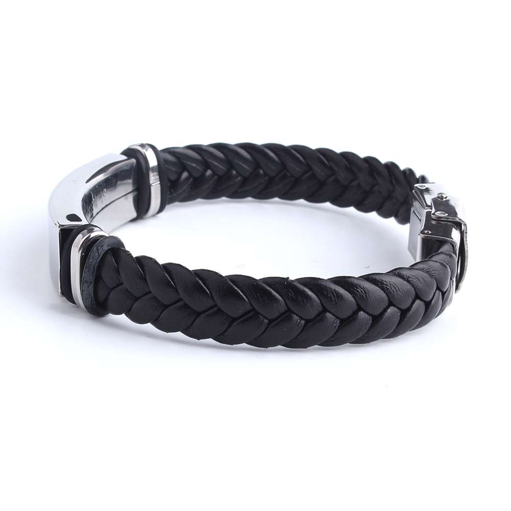 Brazalete y pulsera de cuero con texto grabado de nombre y logotipo personalizado Punk SOS, pulseras de acero inoxidable personalizadas para mujeres y hombres, pulsera de identificación