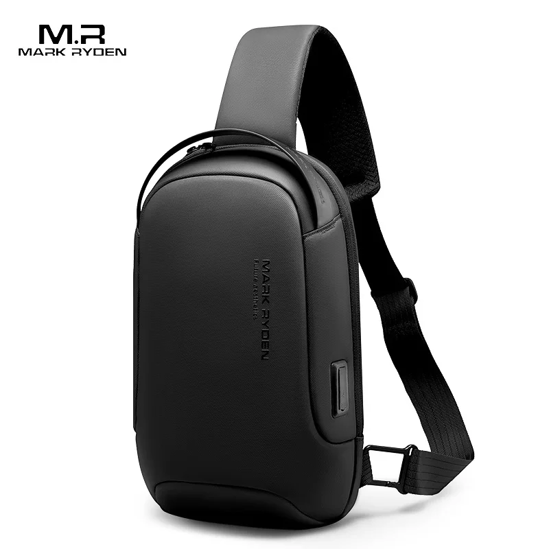 Mark ryden anti-roubo masculino crossbody saco de carregamento usb bolsa de ombro resistente à água mensageiro estilingue viagem curta saco de peito masculino