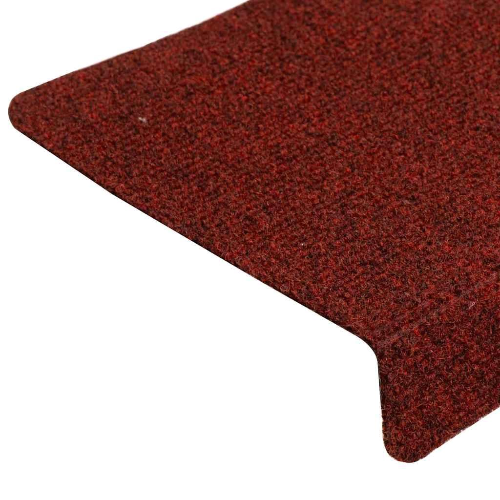 Self-Adhesive Stair Mats - 30 Pcs Red Non-Slip Carpet 65x21x4 cm for Safety & Comfort