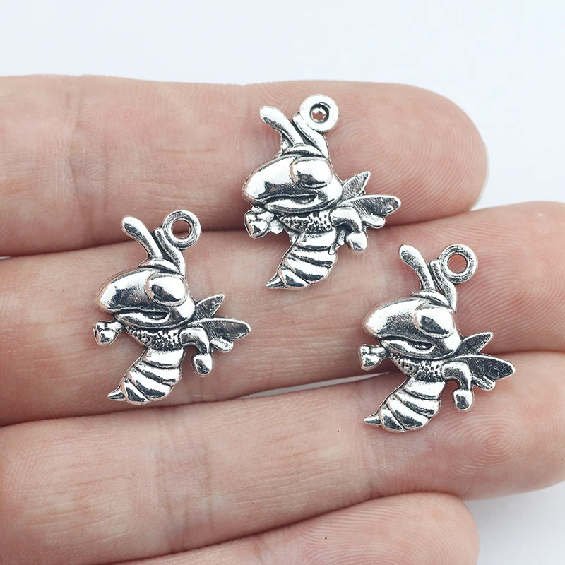 20 Buah 22*17Mm Antik Warna Perak Paduan Rajin Lebah Jimat Anting Kalung Antik Liontin untuk DIY Membuat Perhiasan Temuan