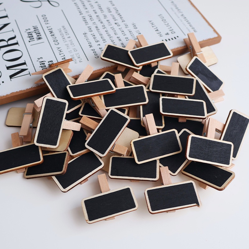 Bview Art 10pcs Mini Wooden Chalkboard Clip - Price Tag Display Holder & Memo Note Clamp for Retail Store