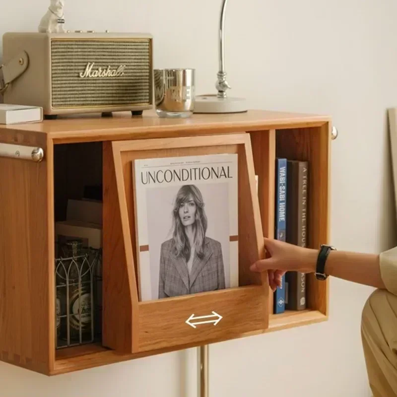 Divano in vero legno nordico Organizzatore di libri Tavolo con bordo mobile Scaffale di stoccaggio antico Portariviste retrò Porta libri in legno Elegante