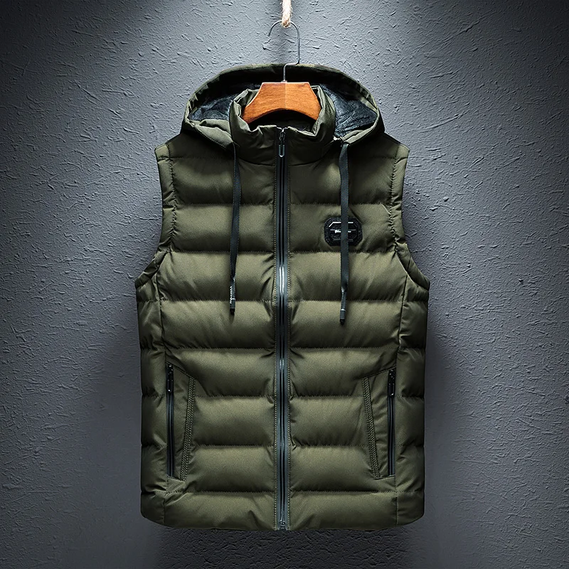 2024 neue Mit Kapuze Casual Weste Jacke für Männer Herbst Winter Warm Ärmel Mode Komfortable Zipper Weste Plus Größe M-6XL