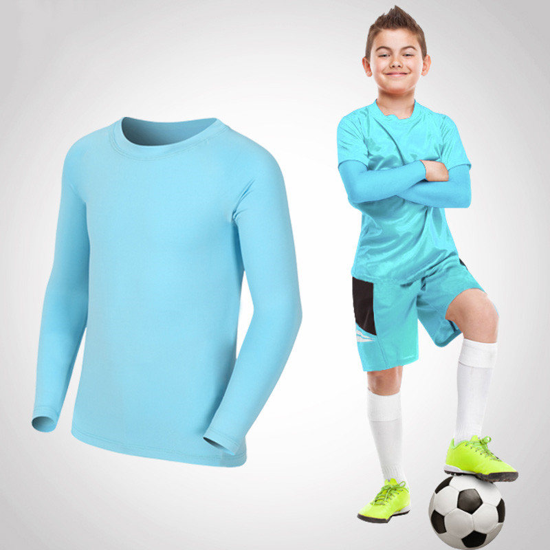 Niños niños niño niña compresión correr Camiseta larga Fitness deporte baloncesto fútbol gimnasio ropa deportiva ropa de fútbol 25