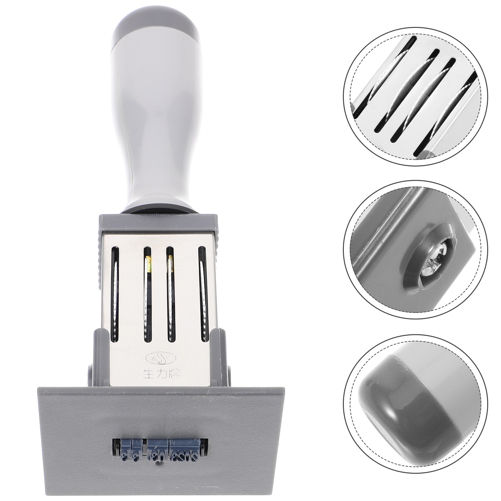 Date Stamp Material Portable Stamper Rolling Seal File Accessory Office Day Number Handle Time Silver Small