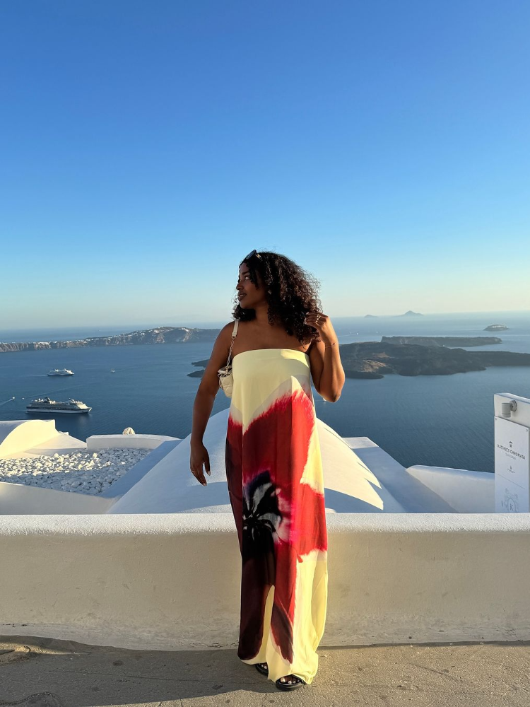 Женское длинное платье без бретелек, с открытыми плечами и принтом