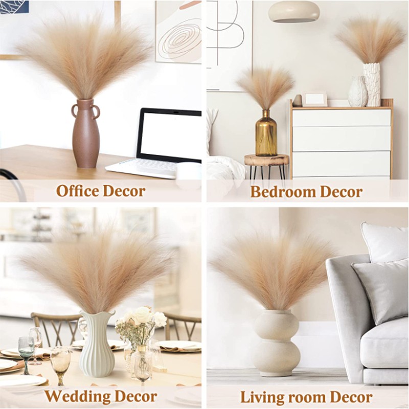 15/30PCS 42CM Artificial Fluffy Pampas Grass Boho Decor, Fake Reed Plants for Wedding Home Party Living Room DIY Vase Decoration