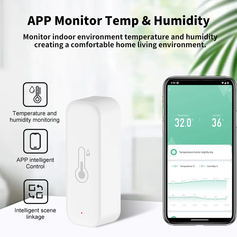 Tuya WiFi Zigbee 3,0 temperatura y humedad termómetro inteligente para el hogar higrómetro aplicación remota alarma funciona con Alexa Google Home
