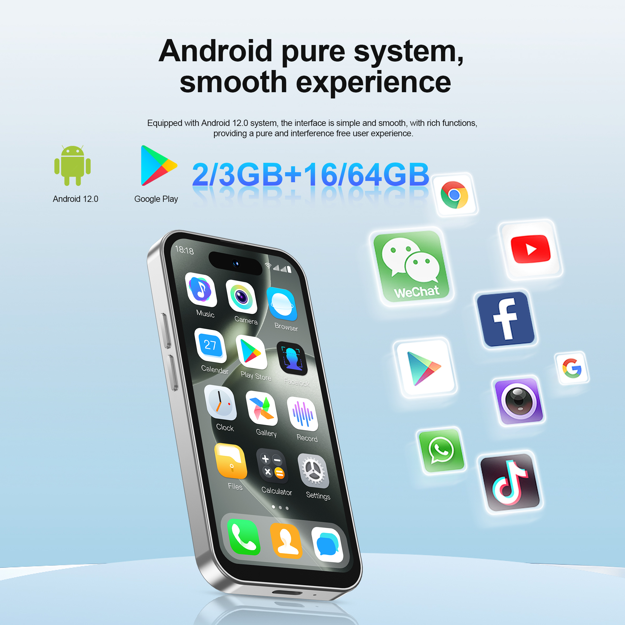 SERVO S16 Mini 4G LTE Cute Smartphone Android 12.0 OS 2/3GB RAM 16/64GB ROM Google Play 4.0" Display Small Pocket Mobile Phones