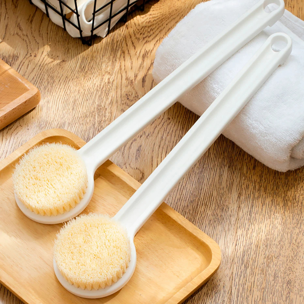แปรงหลังด้ามยาวสําหรับอาบน้ําขนแปรงนุ่ม Body Exfoliating Bath แปรงสุขภาพผิว Shower Back Scrubber แปรงแห้ง