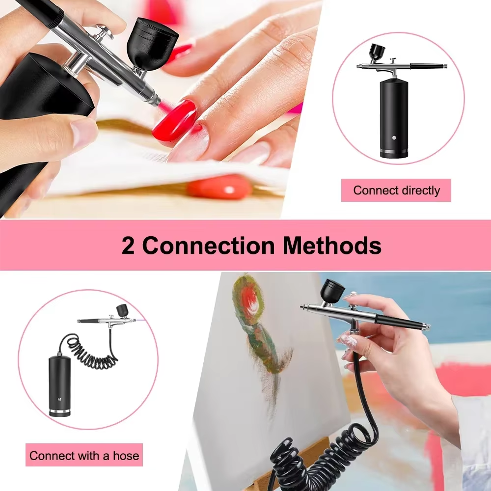 Tragbare wiederaufladbare kabellose Airbrush mit Kompressor, automatische Action-Spritzpistole für Gesicht, Schönheit, Nagelkunst, Tattoo, Basteln, Kuchenfarbe