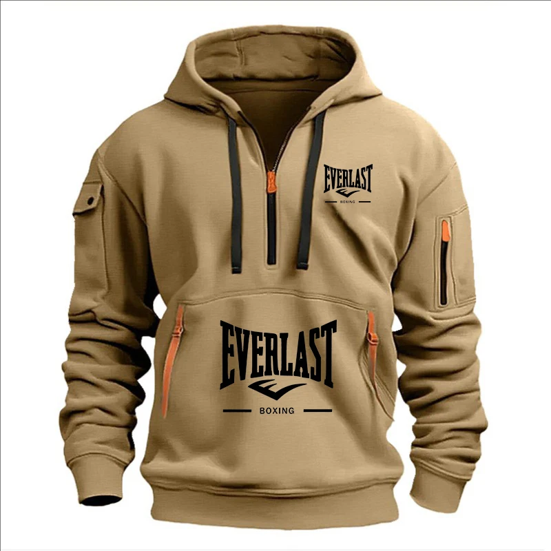Moda Otoño e Invierno ropa de marca para hombres diseño con múltiples cremalleras Sudadera con capucha impresa sudadera casual jersey con capucha suelta