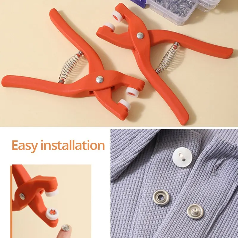 Snap Button Kit com Alicate de Pressão Mão, Metal Snaps, Costura Snaps, Artesanato DIY, Roupas, Chapéus, 50Pcs