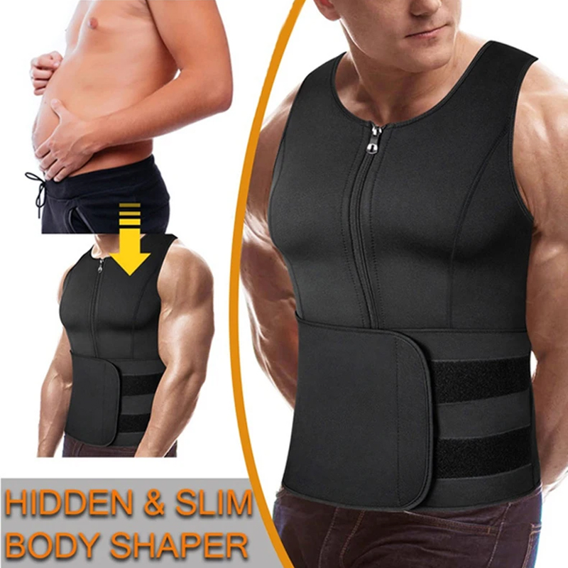 Männer Body Shaper Taille Trainer Sauna Weste Doppel Gürtel Sweat Shirt Korsett Top Bauch Abnehmen Shapewear Fett Brennen Fitness Anzüge