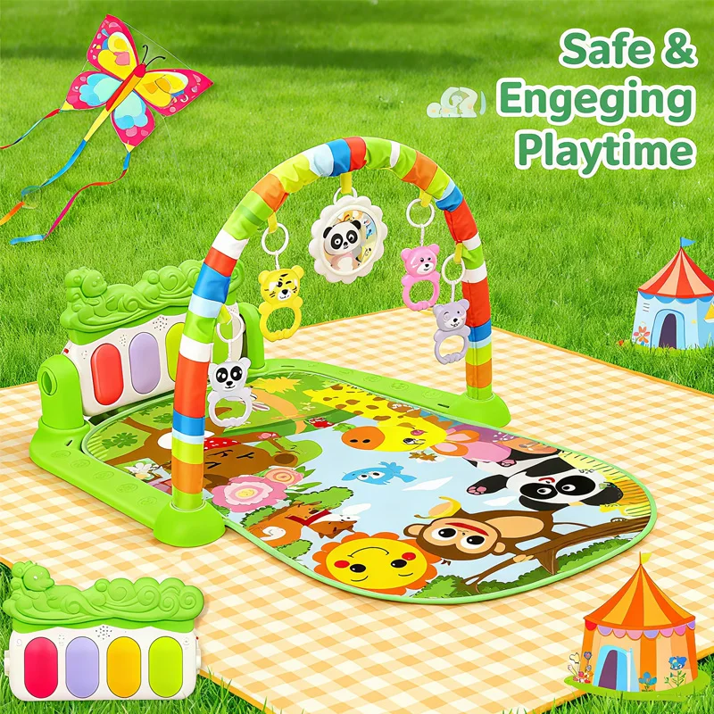 Nuevo estante de gimnasio para actividades de bebé, educación temprana de 0 a 36 meses, juguetes, regalos, teclado de Piano Musical para recién nacido, manta para gatear, estera de juego con Pedal