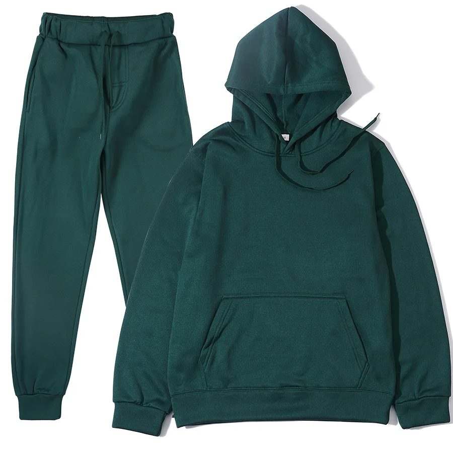 Männer Herbst und Winter Neue Einfarbig Hoodie + Hosen Zwei-stück Set Modische Casual Sport Set Größe S-3XL männer Trainingsanzug