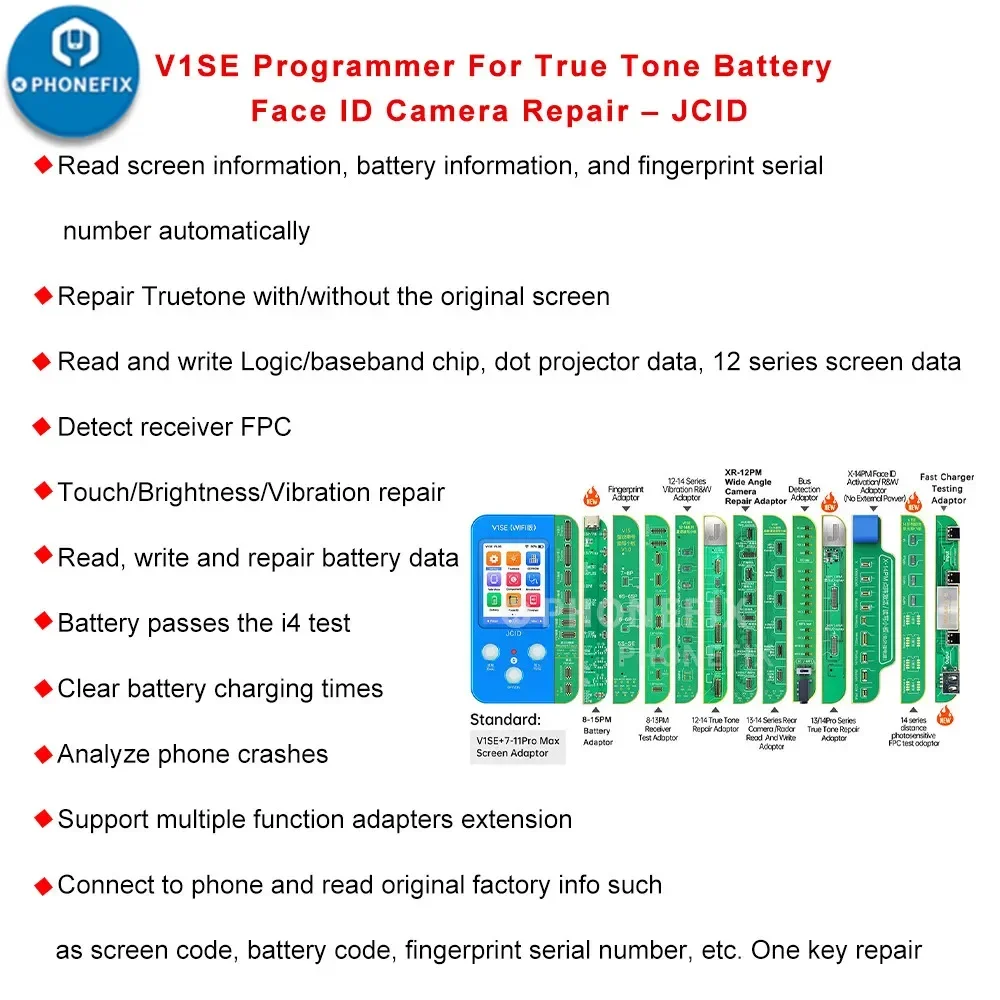 JCID V1SE Wifi Programmer For iPhone 11/12/13/14/15Pro Max iPad Photosensitive Original Color Face ID Camera Battery Repair Tool