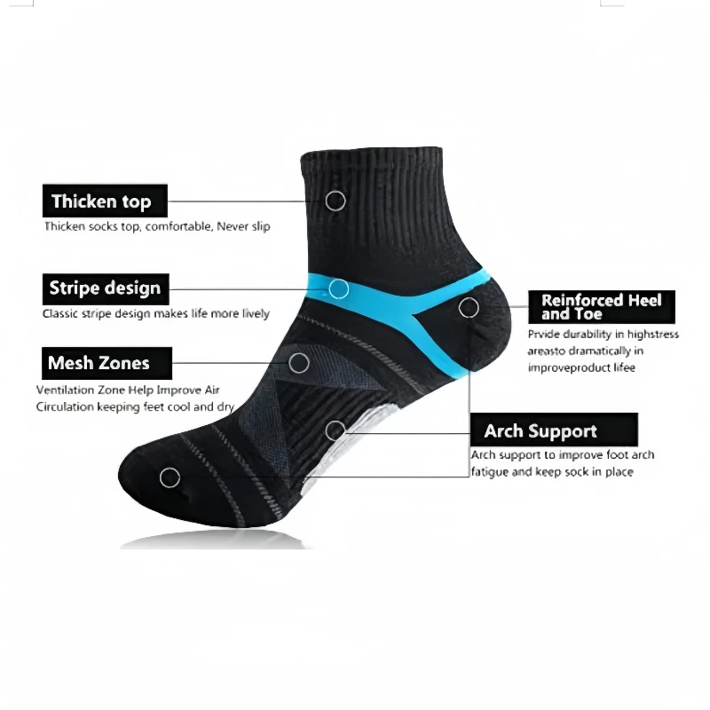 Calcetines tobilleros de cuarto para hombre, medias deportivas de algodón con ventilación, transpirables, atléticas, para correr, senderismo, rendimiento