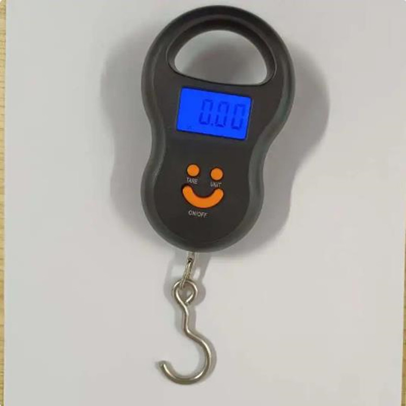 Báscula colgante electrónica negra de 50Kg/10g, báscula Digital LCD con retroiluminación, pesas de pesca, báscula de bolsillo para equipaje