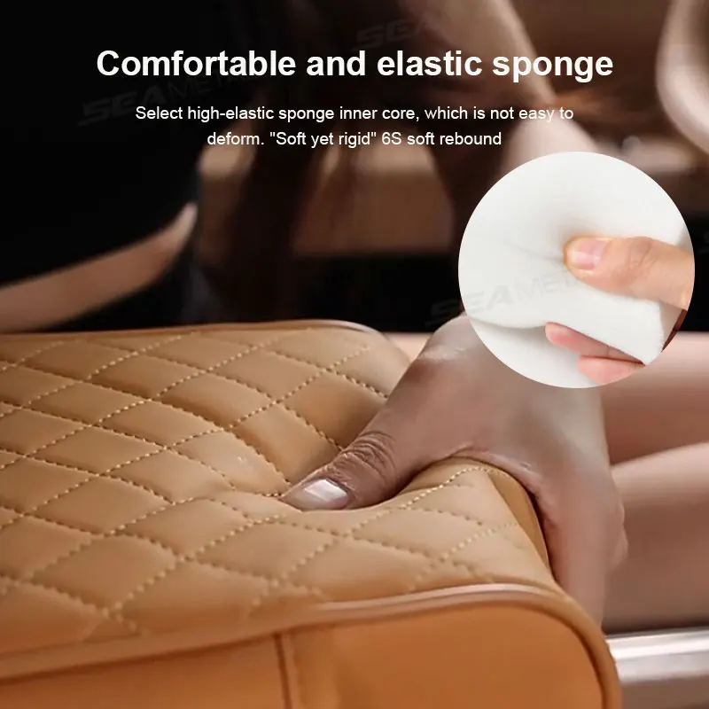 Car Center Console Armrest Cushion Thicken Arm Rest Box Pad Side Extension Cushion with Cup Holder Tissue Box Organizer Bag