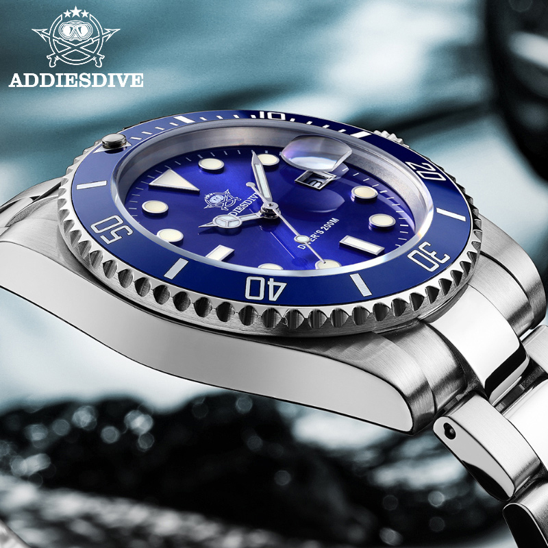 Addiesdive นาฬิกาสแตนเลสผู้ชายยุโรปและอเมริกาลำลองธุรกิจควอตซ์นาฬิกากีฬากลางแจ้งกันน้ำ