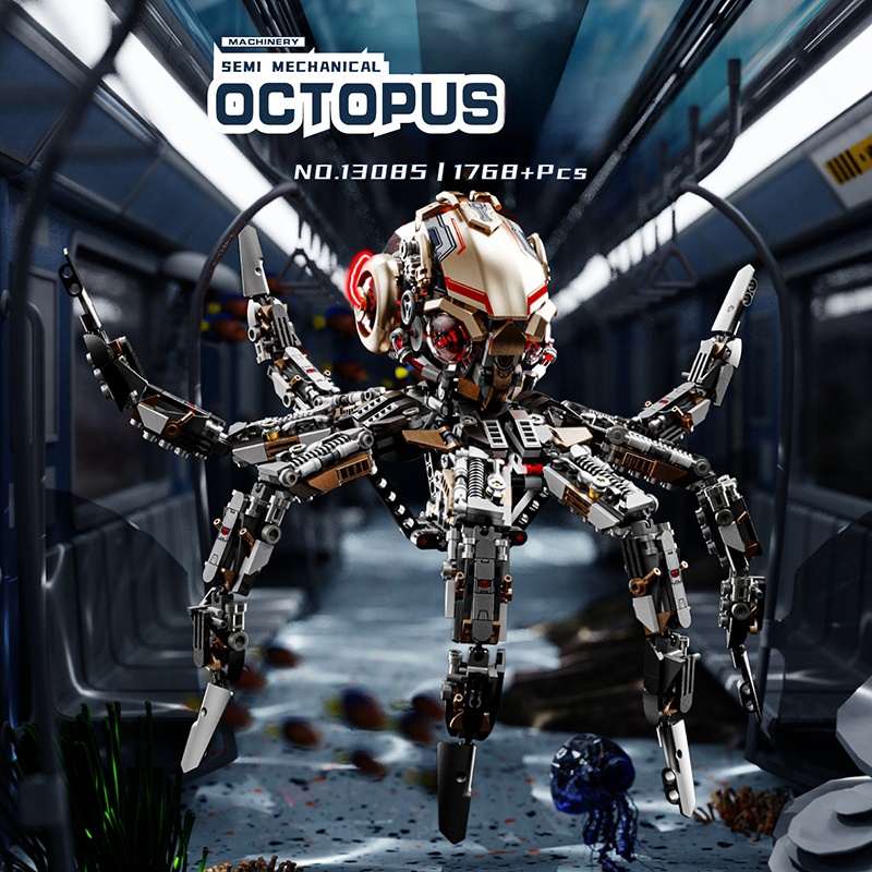 Mechaniczne Klocki Konstrukcyjne Zwierzęta Morskie Rekin Ośmiornica Wieloryb Manta Model z Podświetleniem Kreatywne Klocki MOC Prezent STEM Dla Dorosłych i Dzieci