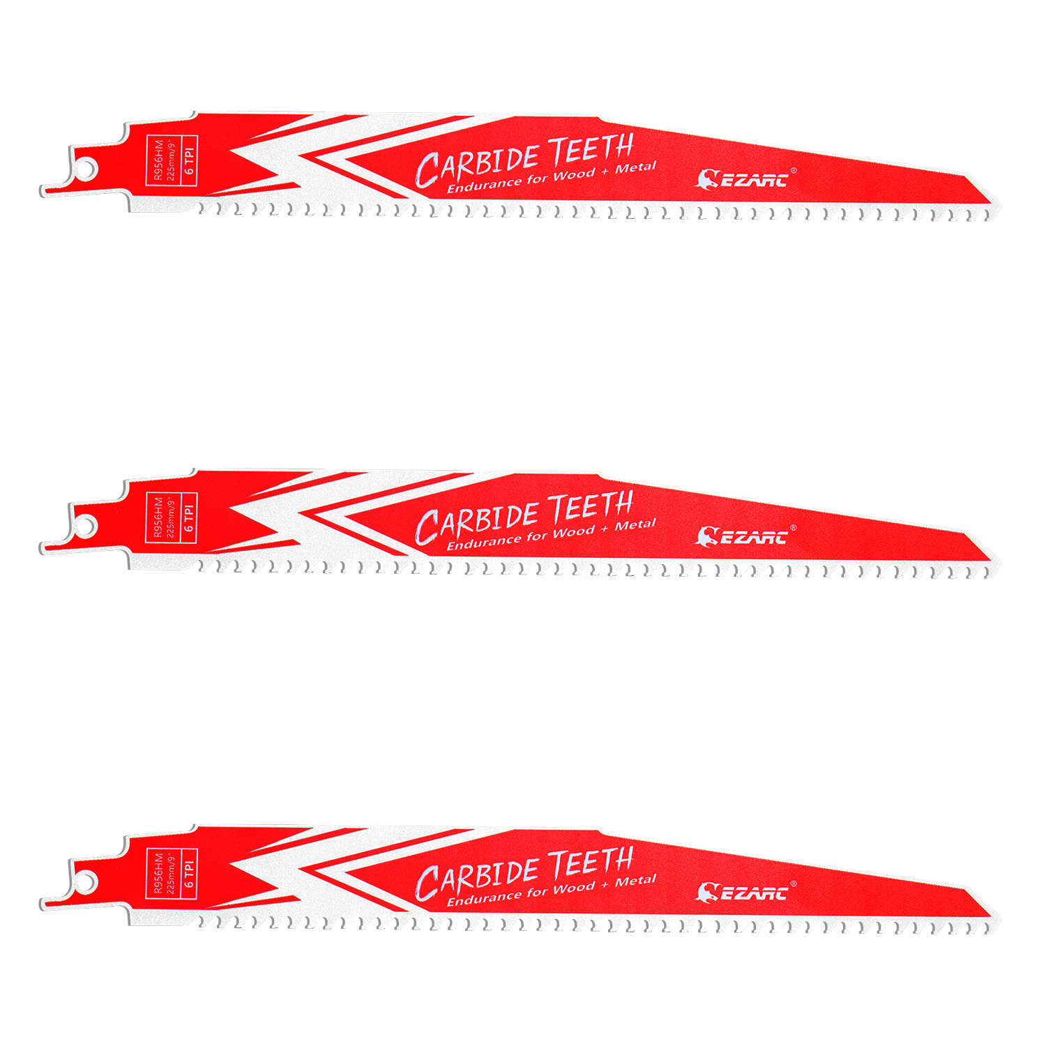 3 шт. твердосплавное полотно сабельной пилы для сноса твердой древесины и металла R656HM и R956HM 150 мм (6 дюймов) 225 мм (9 дюймов) 6TPI