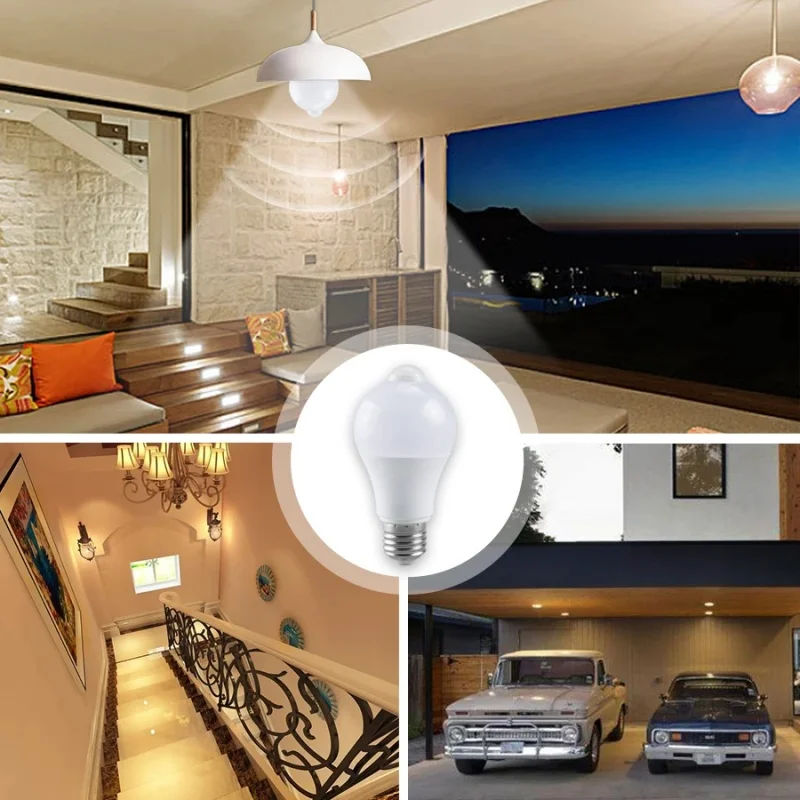 PIR Motion Sensor หลอดไฟ LED E27 12W 15W 18W AC85-265V Motion Sensor Night Light บันไดโคมไฟฉุกเฉินสําหรับ Home Kitchen Lighting