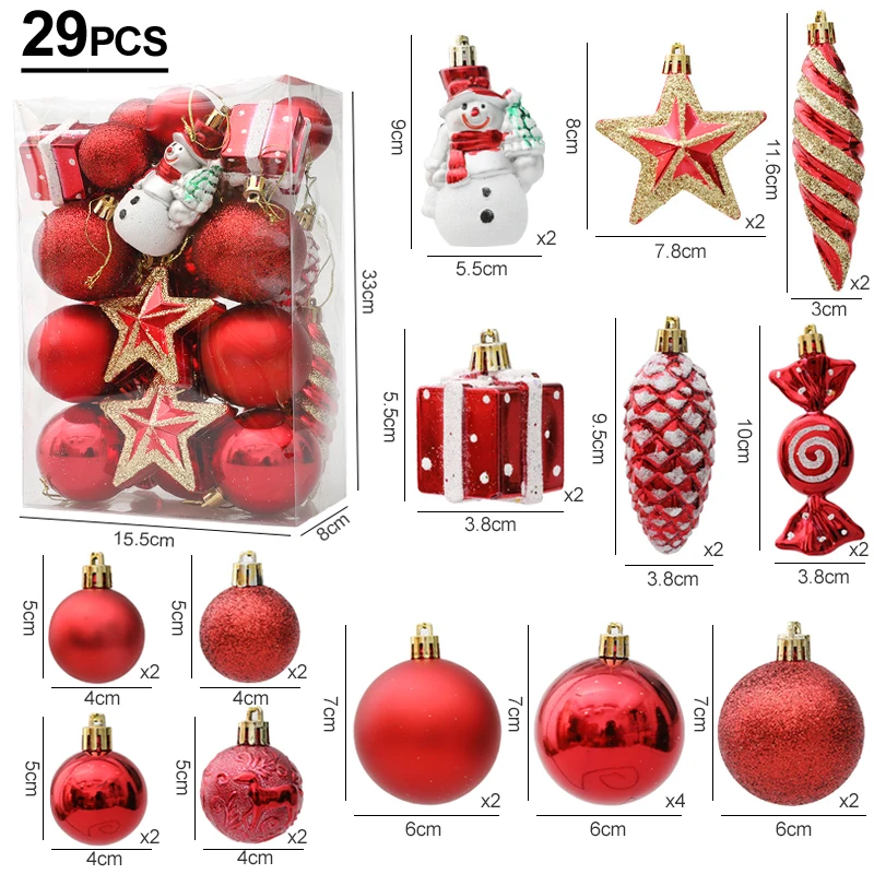 Bolas de árbol de Navidad de bastón de caramelo rojo, adornos colgantes grandes, conjunto de decoraciones navideñas para el hogar, Año Nuevo 2024