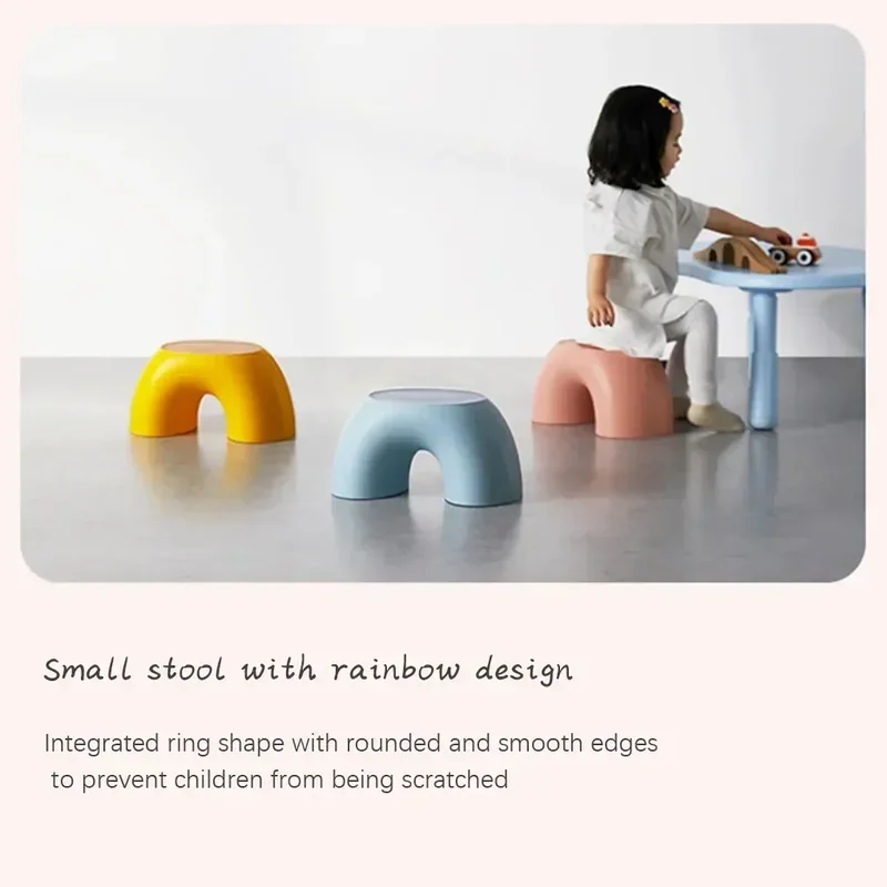 Taburete multiusos para niños: reposapiés con forma de arcoíris para uso en sala de estar y juguetes