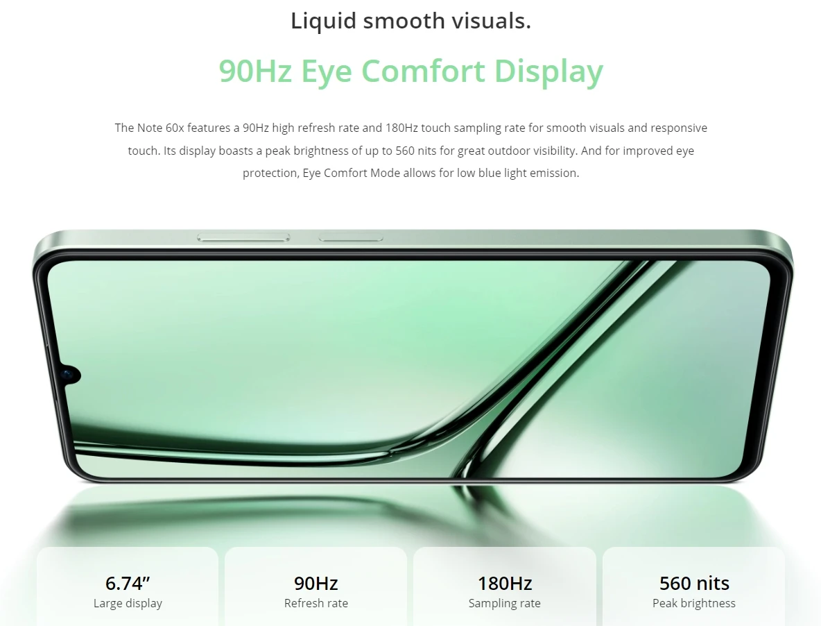 [New] realme Note 60x Smartphone Russian Version 6.74'' 90Hz Display 5000mAh Battery IP54 Powerful Octa-core Chipset 3GB+64GB