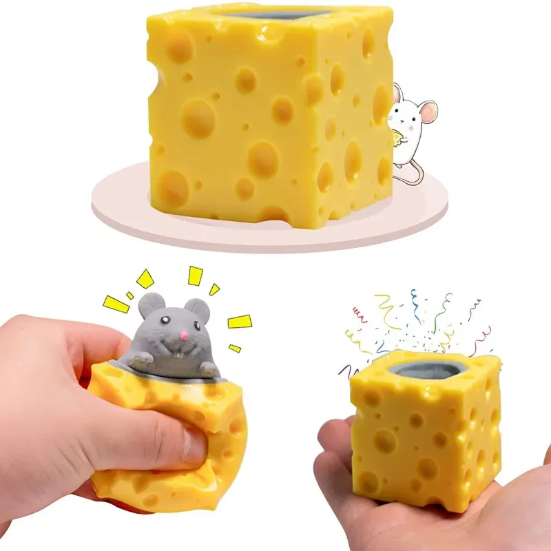 Squeeze Mouse Squishy jouet fromage balle anti-Stress Squishy Rat fromage Fidgets Squishy souris jouet Stress nouveauté jouet pour les gens meilleur cadeau