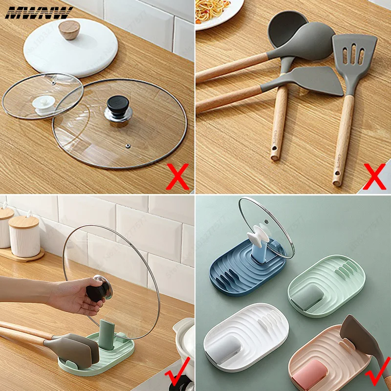 Soporte para ollas plegable policromado de estilo nórdico, tapa, estante de almacenamiento para pala, utensilios multifuncionales prácticos para suministros de cocina, 1 Uds.