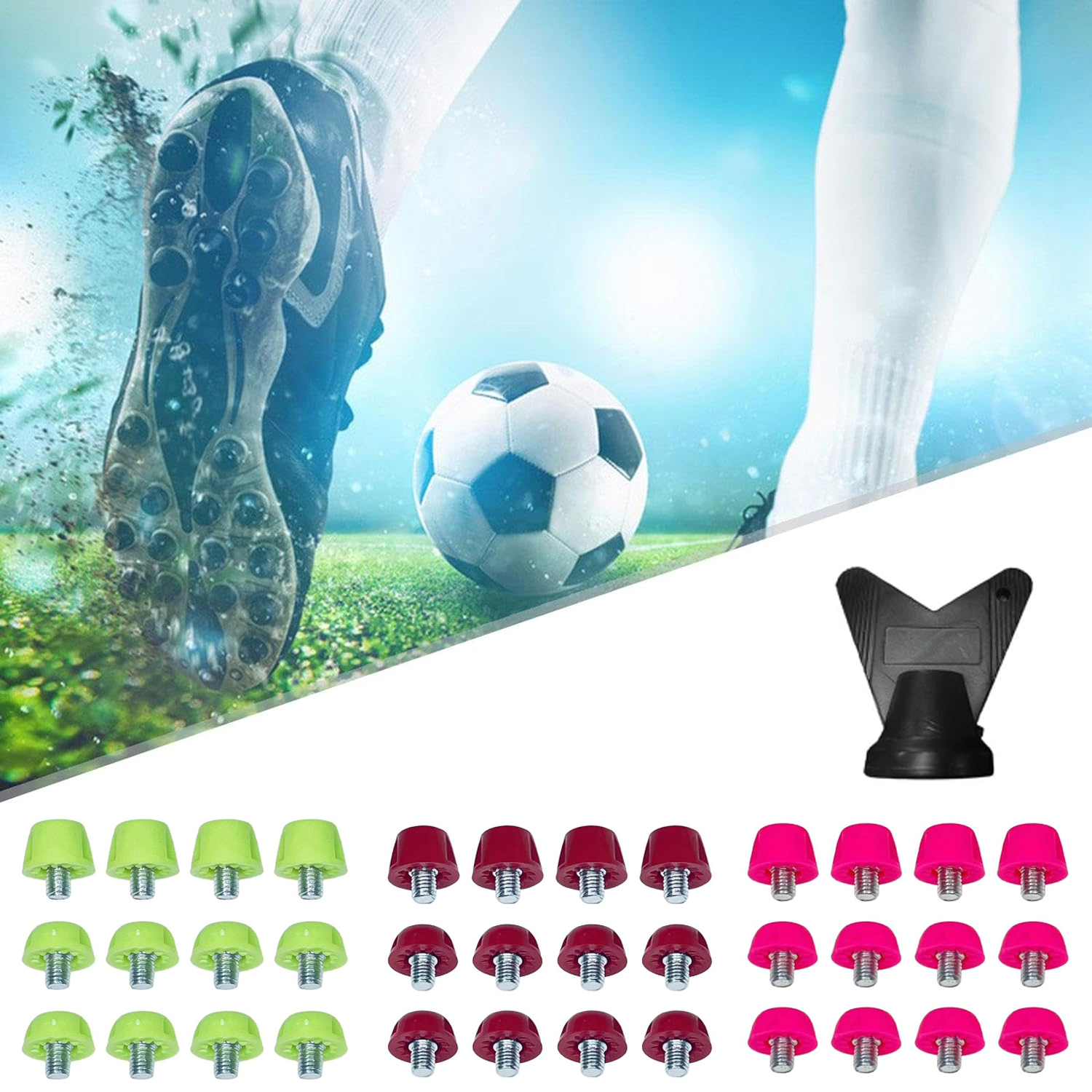 12 個プロサッカースタッド交換スパイクセット安定したノンスリップシューズアクセサリーアウトドアスポーツラグビーフットボールブーツスタッド