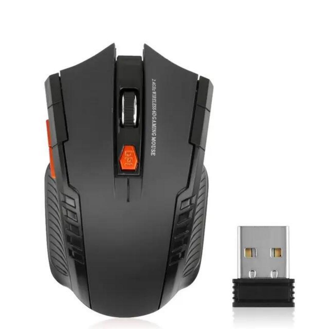Mouse óptico sem fio com receptor USB, 6 botões, 2.4G, 1600DPI, apto para computador gamer, PC, acessórios portáteis