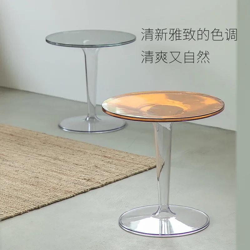 Mesa acrílica transparente nórdica, criativa, cristal, acrílico, café para sala de estar, móveis pequenos para lateral da cama