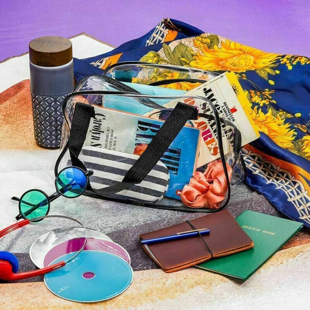 クリアスタジアム承認トートバッグ 旅行&コンサート用透明小型ハンドバッグ PVC化粧品バッグ トートバッグ トラベルトイレタリーバッグ