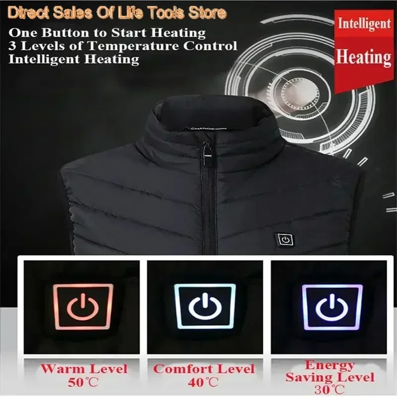 9/21 Bereiche Beheizte Jacke Winter Warme Weste USB Herren Heizjacke Beheizte Weste Mantel Jagd Wandern Camping Outdoor Männliche Kleidung