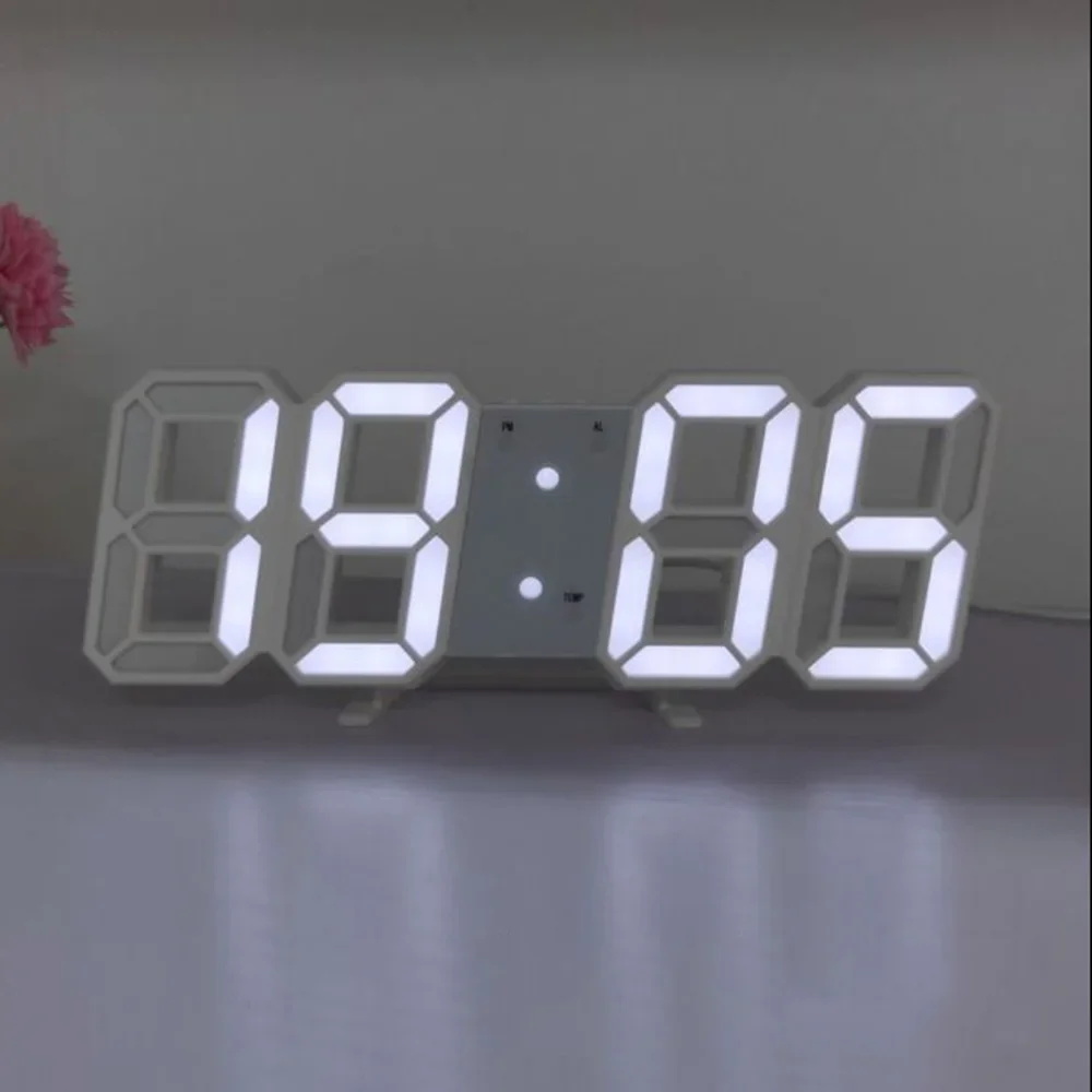 Orologio da parete Allarme digitale Cucina moderna Elettronica Smart 3D Alimentatore USB LED Ora Data Visualizzazione della temperatura Desktop Camera da letto
