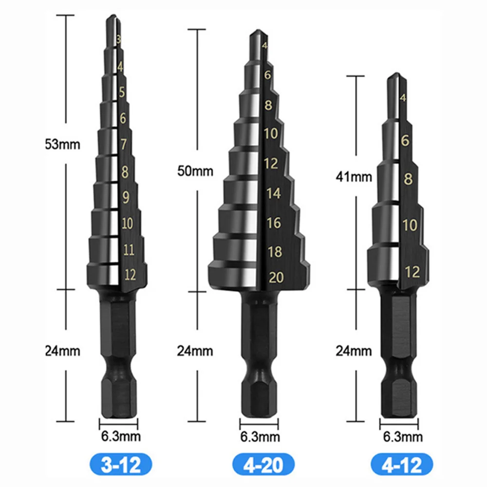 SenNan 3 PC 3-12 มม.4-12 มม.4-20 มม.HSS ตรง Groove ขั้นตอนเจาะชุด Bit ไทเทเนียมเคลือบไม้โลหะเครื่องตัด Core เจาะชุด Bit