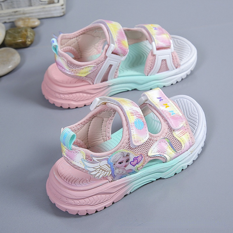 Disney Kinder Schuhe Sommer Elsa Mädchen Mesh Strand Sandalen Mode Gefrorene Prinzessin Weichen Boden Licht Peep Toe Sandalen Größe 26-37