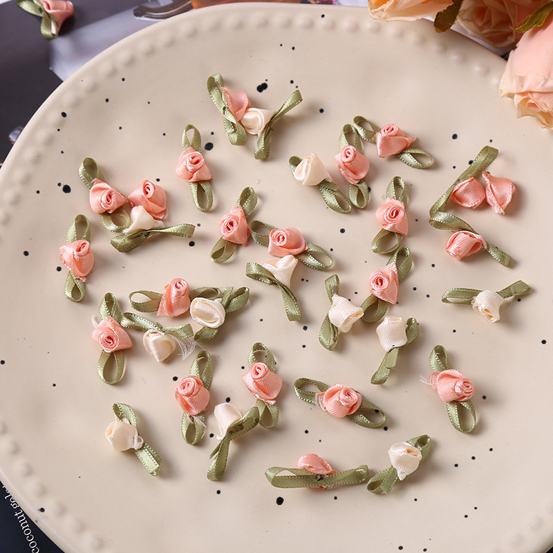 50 Stück Rose Pod Bogen hand gefertigte DIY Simulation Band Schmuck Zubehör Bekleidungs zubehör dekorative Accessoires