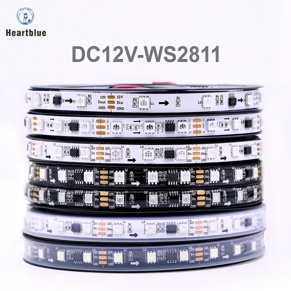 WS2811 WS2812 WS2813 WS2815 DC 5 В 12 В адресные и программируемые светодиодные ленты с изменением цвета для красочного освещения