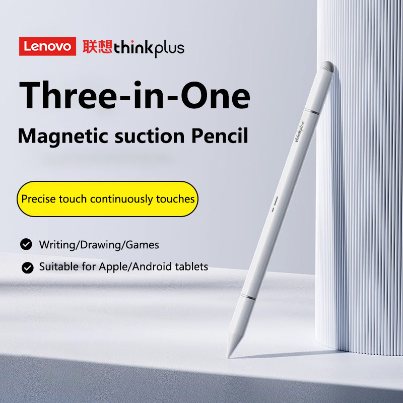 Lenovo universal três pontas de caneta stylus para android ios tela capacitiva para ipad apple lápis huawei xiaomi samsung tablet caneta