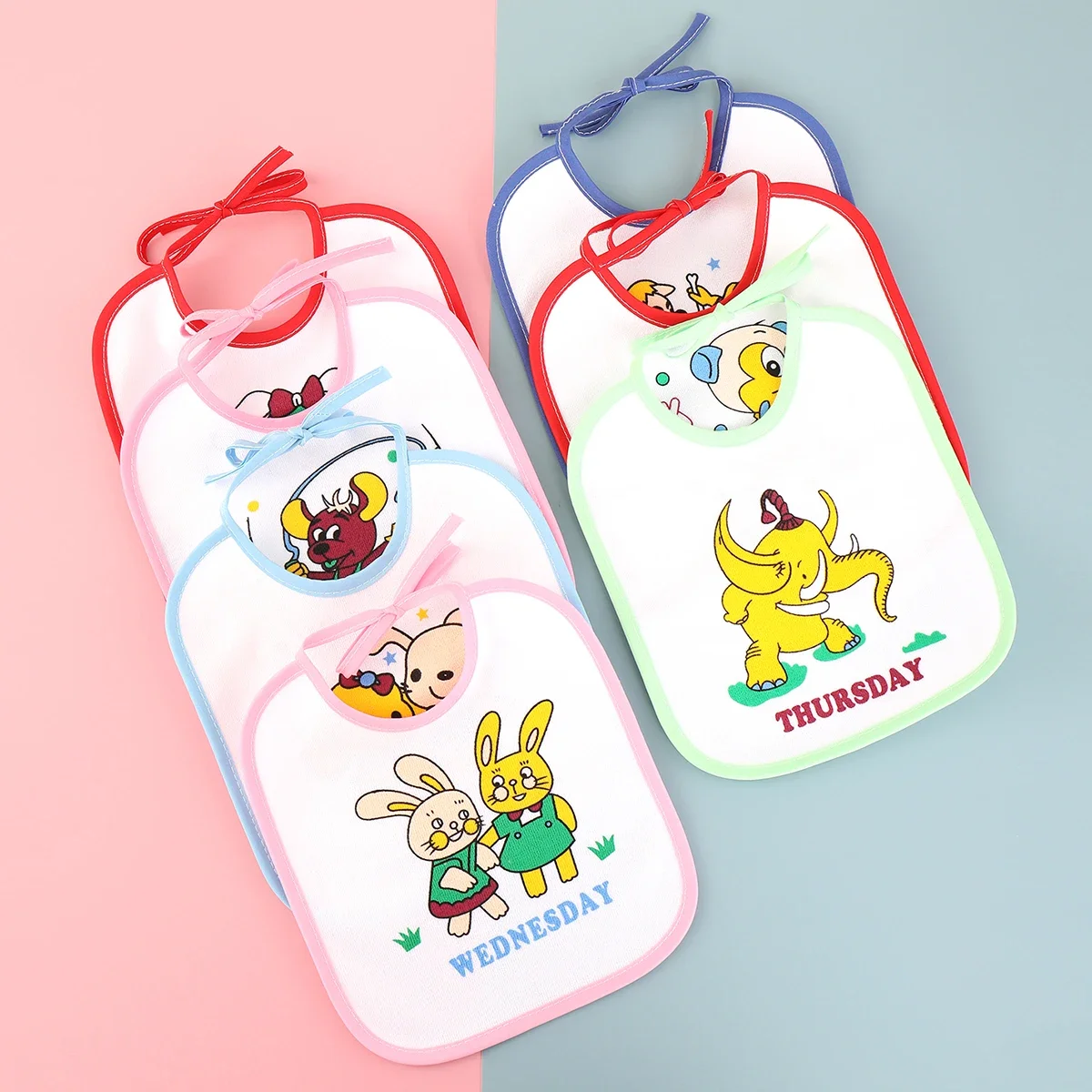 7 stücke mischen wöchentliche Baby Lätzchen Cartoon u geformte Säugling wasserdichte Spuckt uch Kleinkind Speichel Handtücher Lätzchen für Jungen Mädchen