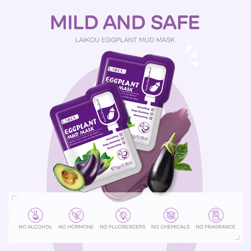 LAIKOU 5 Chiếc Mặt Nạ Bùn Mặt Nạ Đất Sét Sakura Matcha Cà Tím Tinh Đậu Xanh Kiểm Soát Dầu Làm Sạch Sâu Làm Trắng chăm Sóc Da Mặt