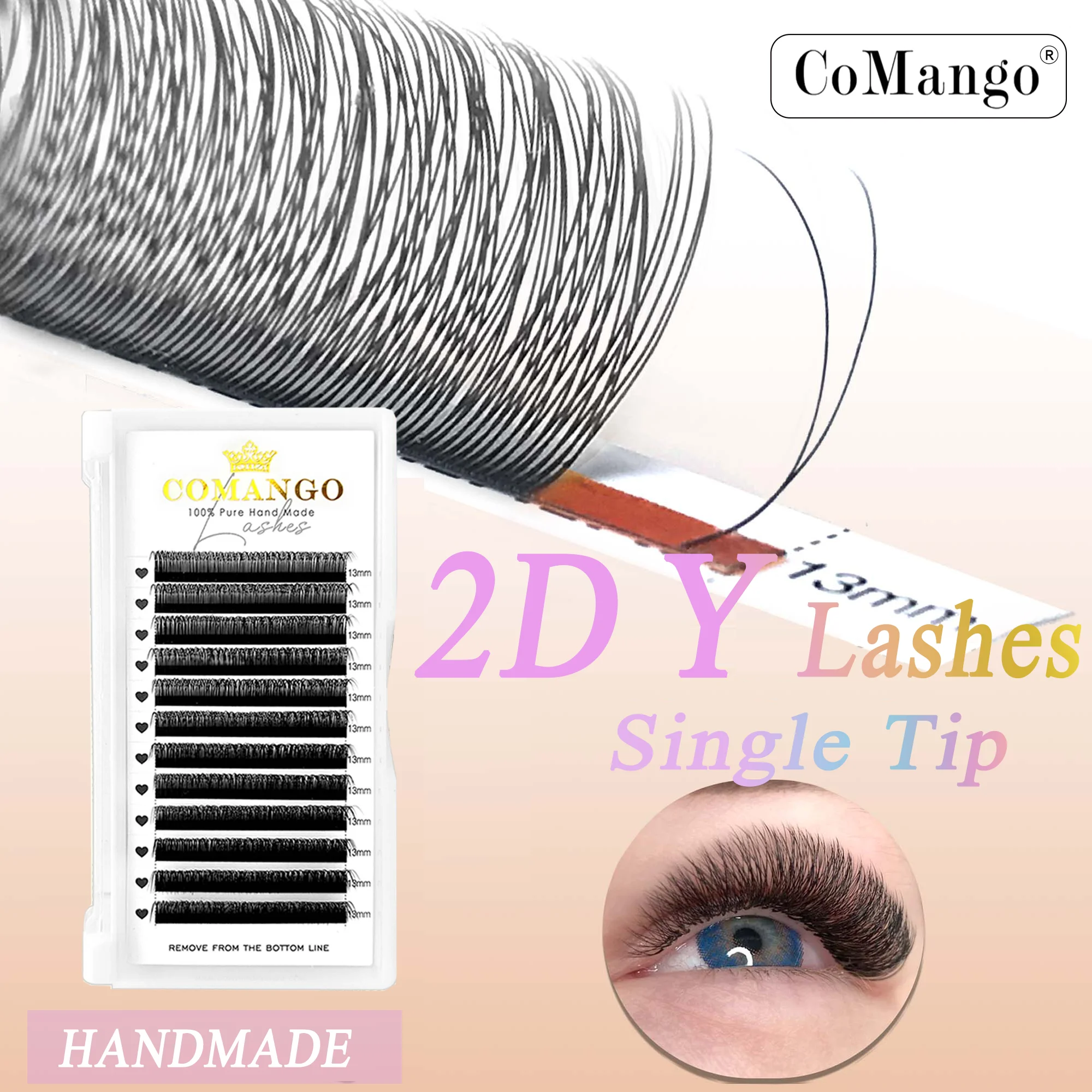 CoMango-Extensión de pestañas postizas, extensiones de visón falso, rizado C/D, volumen ruso, Material PBT suave, maquillaje, venta al por mayor, 1D 2D Y