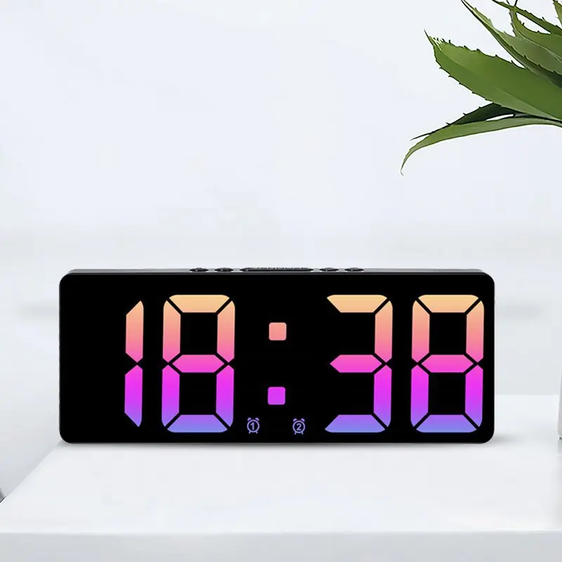 Reloj despertador Digital con Control por voz, repetición de temperatura, modo nocturno, reloj de mesa de escritorio, función antidisturbios de 12/24H, relojes LED