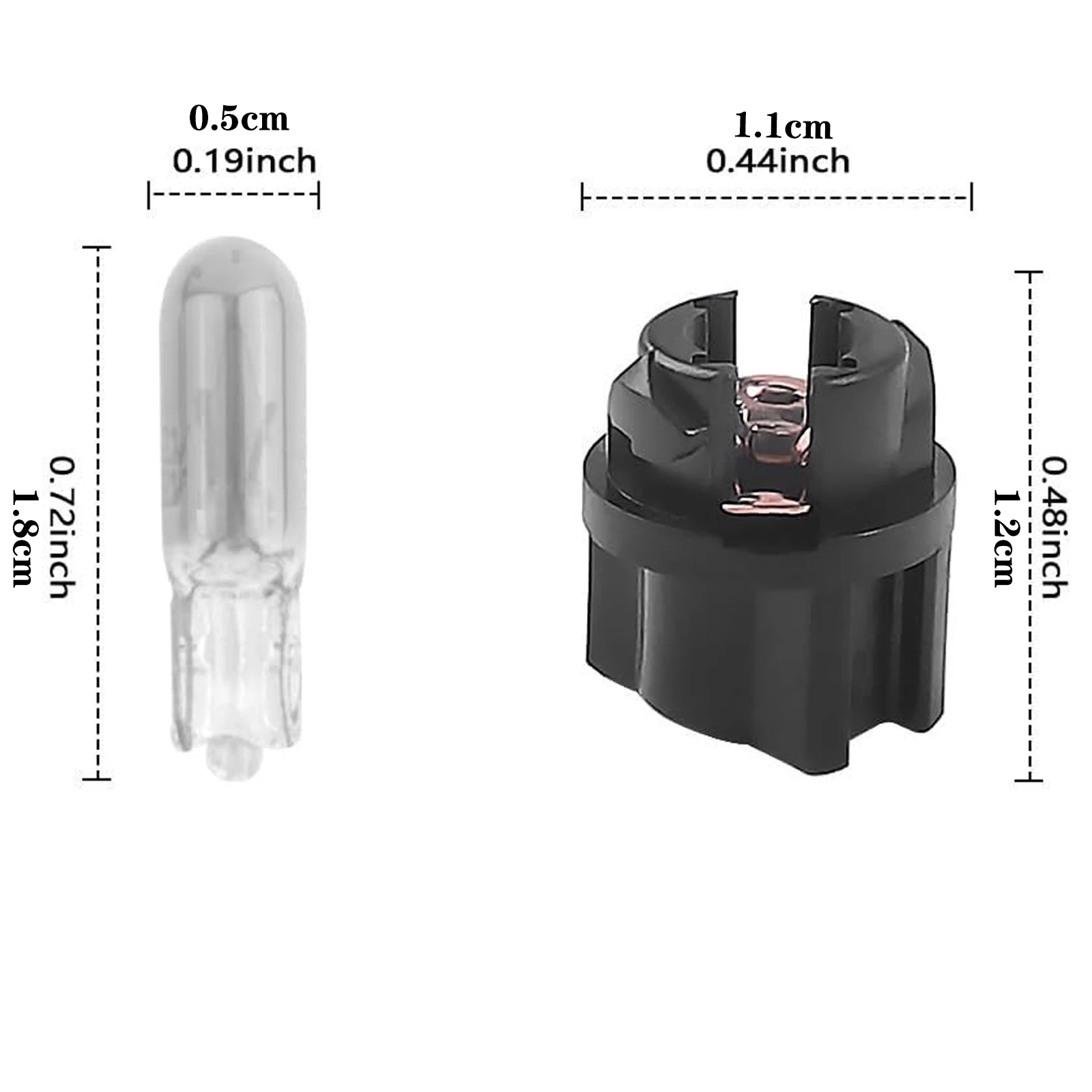 12 set di lampadine alogene per cluster di strumenti T5 con prese, luce da cruscotto 12V 1,2W per la sostituzione di interni di auto automobilistiche