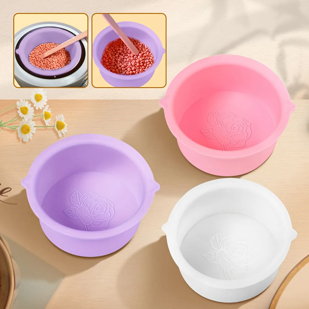 Cuencos de silicona calentador de cera resistente al calor depilación cera reemplazo olla cuencos depilación reutilizable cera olla tazón engrosamiento